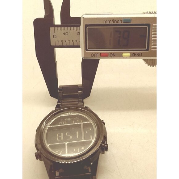 CKE Round Watch 1921 Men's 44mm All Black LCD Digital Quartz Alarm WR 3ATM - Picture 6 of 7